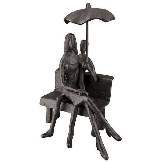 Διακοσμητικό ArteLibre Ζευγάρι Σε Παγκάκι Καφέ Μέταλλο 12x14x19cm - Hippiehome.gr