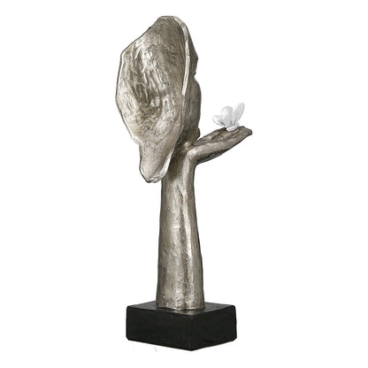 Διακοσμητικό ArteLibre Πρόσωπο Κρατεί Πεταλούδα Σε Βάση Ασημί/Μαύρο Polyresin 16.5x10x34cm - Hippiehome.gr