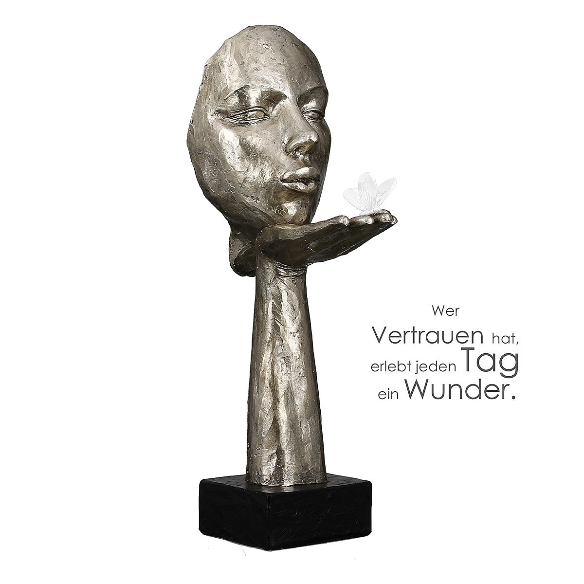 Διακοσμητικό ArteLibre Πρόσωπο Κρατεί Πεταλούδα Σε Βάση Ασημί/Μαύρο Polyresin 16.5x10x34cm - Hippiehome.gr