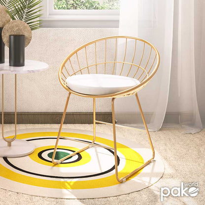 Καρέκλα Seth pakoworld μέταλλο χρυσό-μαξιλάρι PVC λευκό - Hippiehome.gr