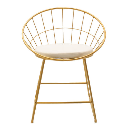 Καρέκλα Seth pakoworld μέταλλο χρυσό-μαξιλάρι PVC λευκό - Hippiehome.gr