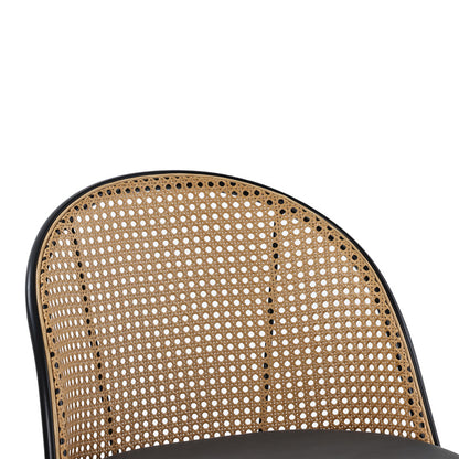 Σκαμπό μπαρ Kace pakoworld pe rattan φυσικό-ανθρακί pu-μαύρο μέταλλο 43x55x102εκ - Hippiehome.gr