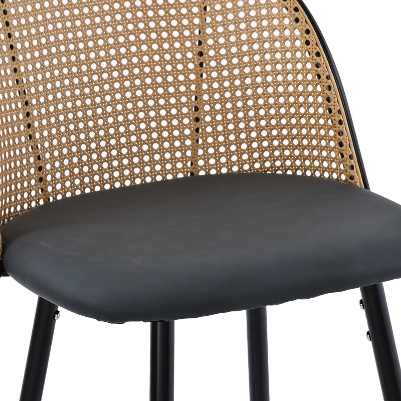 Σκαμπό μπαρ Kace pakoworld pe rattan φυσικό-ανθρακί pu-μαύρο μέταλλο 43x55x102εκ - Hippiehome.gr