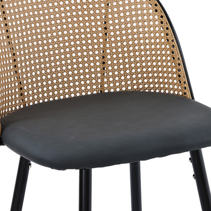 Σκαμπό μπαρ Kace pakoworld pe rattan φυσικό-ανθρακί pu-μαύρο μέταλλο 43x55x102εκ - Hippiehome.gr