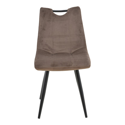 Καρέκλα Nely pakoworld βελούδο σε καφέ απόχρωση με μαύρο πόδι 46x61x86εκ - Hippiehome.gr