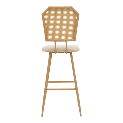 Σκαμπό μπαρ Camilla I pakoworld φυσικό pe rattan με μπεζ ύφασμα και μέταλλο σε φυσική απόχρωση 47.5x58x117εκ - Hippiehome.gr