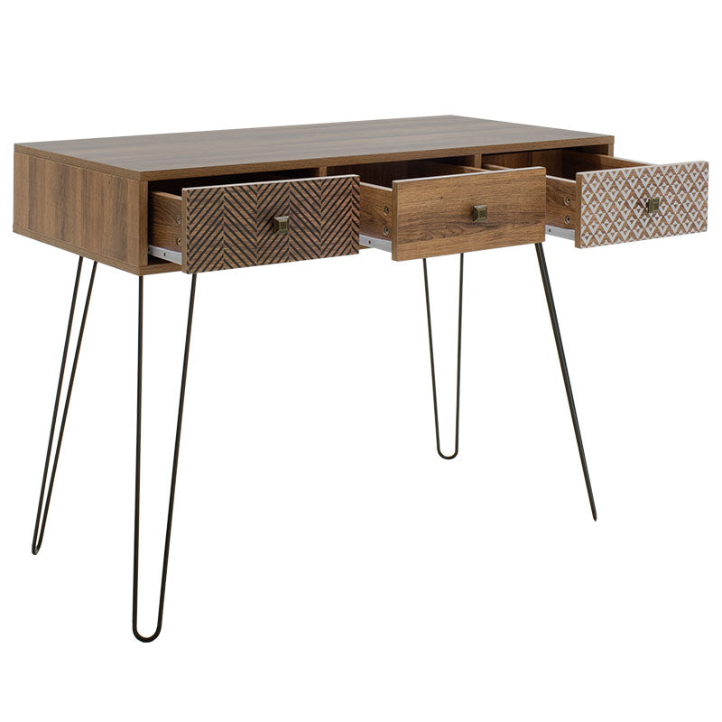 Κονσόλα Boho pakoworld καρυδί με μεταλλικά πόδια 100x50,5x74,5εκ - Hippiehome.gr