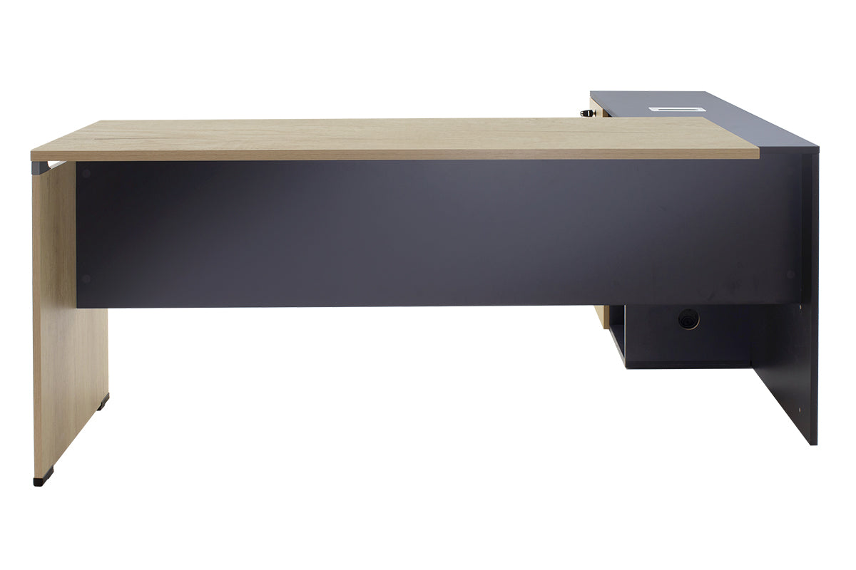 Γραφείο εργασίας επαγγελματικό Lotus pakoworld αναστρέψιμο σε φυσικό-ανθρακί 180x160x75εκ - Hippiehome.gr