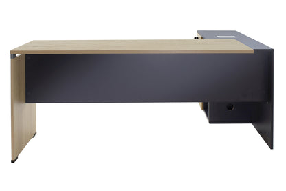 Γραφείο εργασίας επαγγελματικό Lotus pakoworld αναστρέψιμο σε φυσικό-ανθρακί 180x160x75εκ - Hippiehome.gr