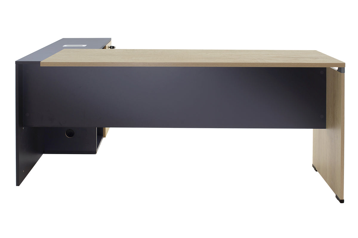 Γραφείο εργασίας επαγγελματικό Lotus pakoworld αναστρέψιμο σε φυσικό-ανθρακί 180x160x75εκ - Hippiehome.gr