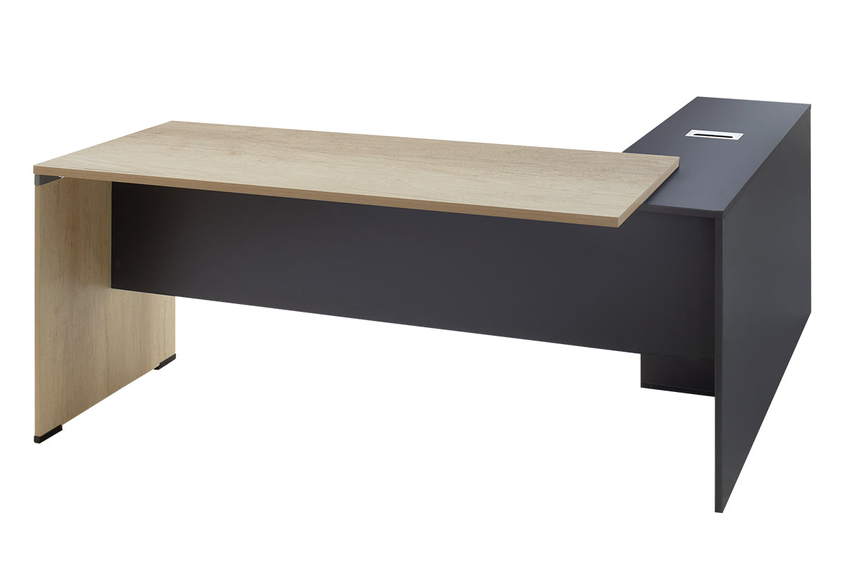 Γραφείο εργασίας επαγγελματικό Lotus pakoworld αναστρέψιμο σε φυσικό-ανθρακί 180x160x75εκ - Hippiehome.gr