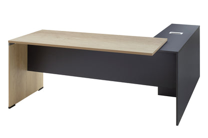 Γραφείο εργασίας επαγγελματικό Lotus pakoworld αναστρέψιμο σε φυσικό-ανθρακί 180x160x75εκ - Hippiehome.gr