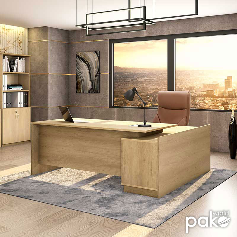 Γραφείο εργασίας επαγγελματικό Amazon pakoworld αριστερή γωνία χρώμα sonoma 180x160x76εκ - Hippiehome.gr