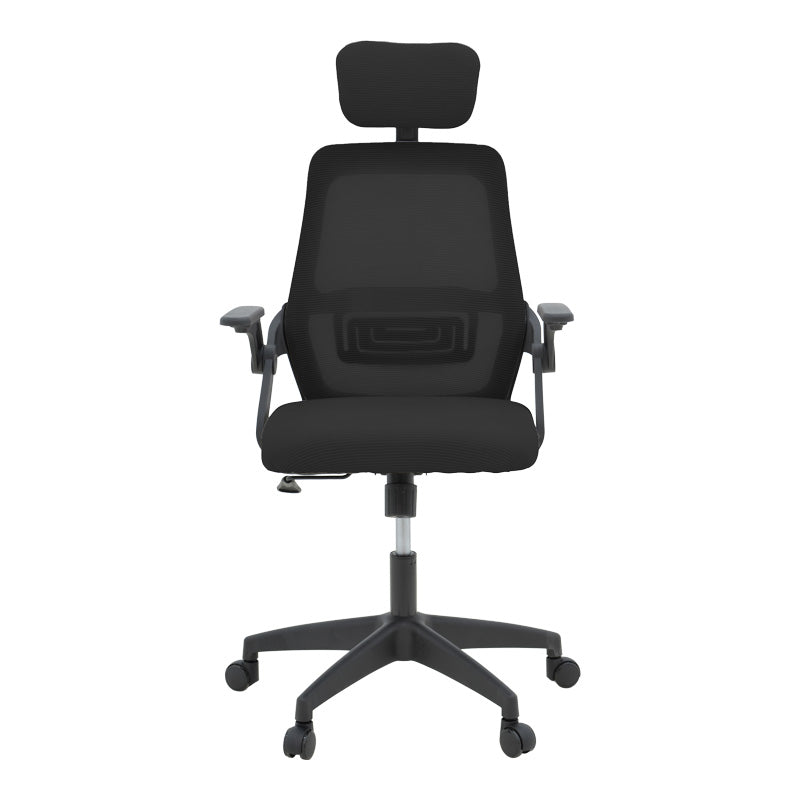 Καρέκλα γραφείου Peja pakoworld mesh ύφασμα μαύρο 58x60x107-117εκ - Hippiehome.gr