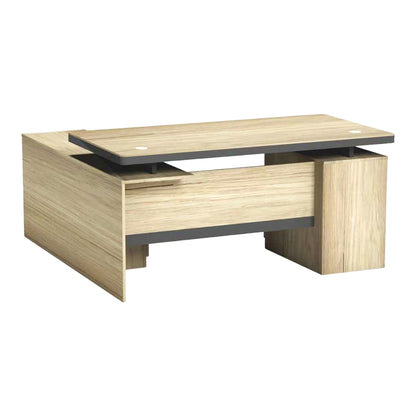 Γραφείο επαγγελματικό Lotus pakoworld με δεξιά γωνία σε φυσική-ανθρακί απόχρωση 200x160x76εκ - Hippiehome.gr