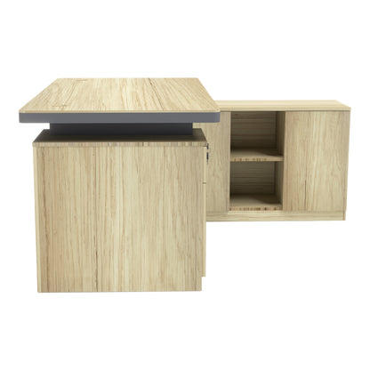 Γραφείο επαγγελματικό Lotus pakoworld με δεξιά γωνία σε φυσική-ανθρακί απόχρωση 200x160x76εκ - Hippiehome.gr