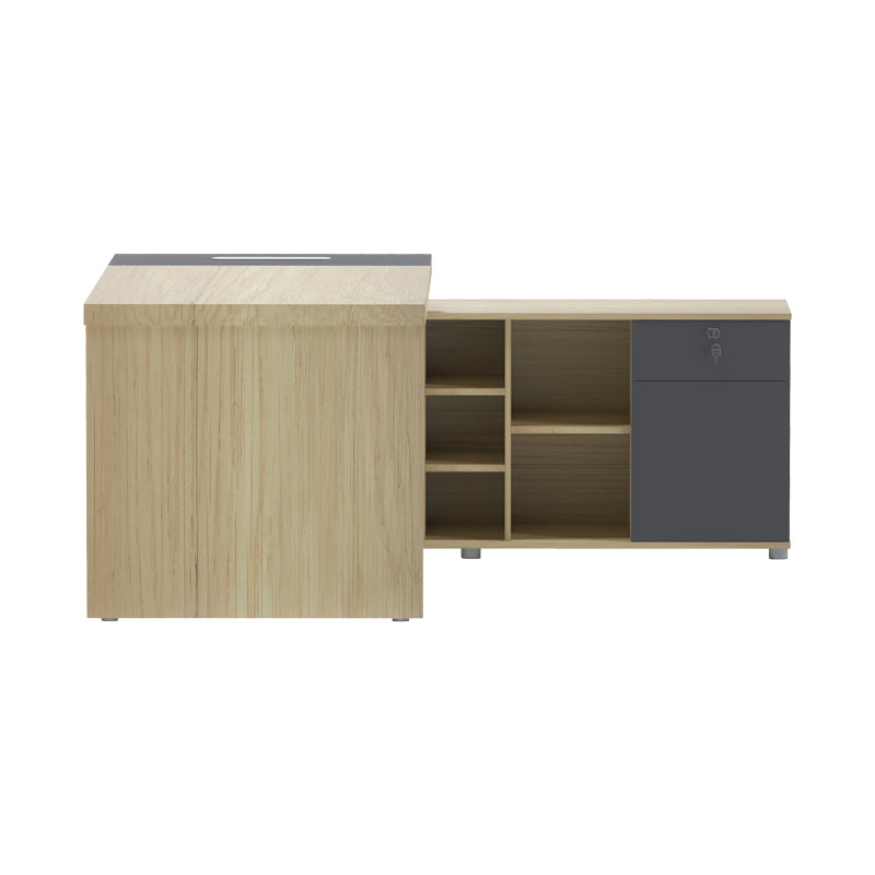 Γραφείο επαγγελματικό Lotus pakoworld με δεξιά γωνία σε φυσική-ανθρακί απόχρωση 160x160x75εκ - Hippiehome.gr