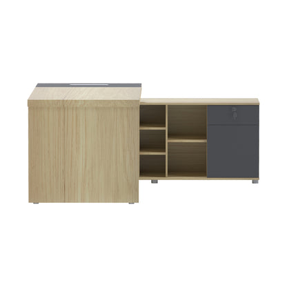 Γραφείο επαγγελματικό Lotus pakoworld με δεξιά γωνία σε φυσική-ανθρακί απόχρωση 160x160x75εκ - Hippiehome.gr