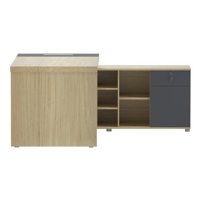 Γραφείο επαγγελματικό Lotus pakoworld με δεξιά γωνία σε φυσική-ανθρακί απόχρωση 180x180x75εκ - Hippiehome.gr