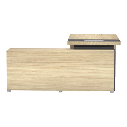 Γραφείο επαγγελματικό Lotus pakoworld με δεξιά γωνία σε φυσική-ανθρακί απόχρωση 180x180x75εκ - Hippiehome.gr