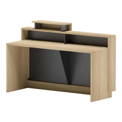 Γραφείο reception Lotus pakoworld σε φυσική-ανθρακί απόχρωση 160x60x105εκ - Hippiehome.gr