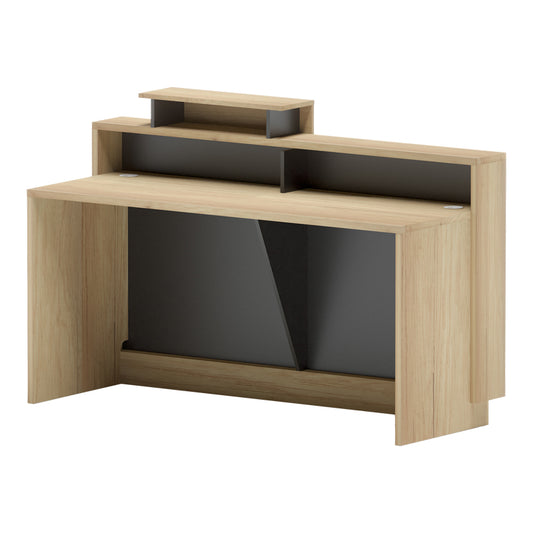 Γραφείο reception Lotus pakoworld σε φυσική-ανθρακί απόχρωση 160x60x105εκ - Hippiehome.gr