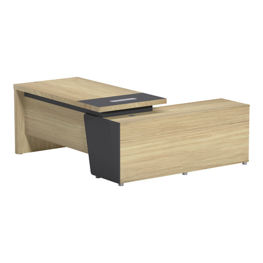 Γραφείο επαγγελματικό Lotus pakoworld αριστερή σε φυσική-ανθρακί απόχρωση 180x180x75εκ - Hippiehome.gr