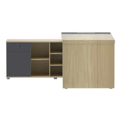 Γραφείο επαγγελματικό Lotus pakoworld αριστερή σε φυσική-ανθρακί απόχρωση 180x180x75εκ - Hippiehome.gr