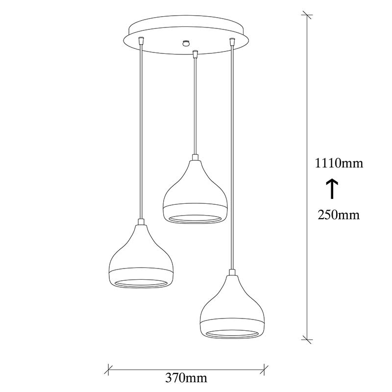 Φωτιστικό οροφής τρίφωτο Elprecious pakoworld E27 μαύρο-μπρονζέ Φ37x111εκ - Hippiehome.gr