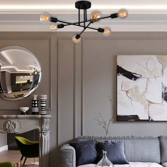 Φωτιστικό οροφής εξάφωτο PWL-0102 pakoworld Ε27 μαύρο Φ64x30εκ - Hippiehome.gr