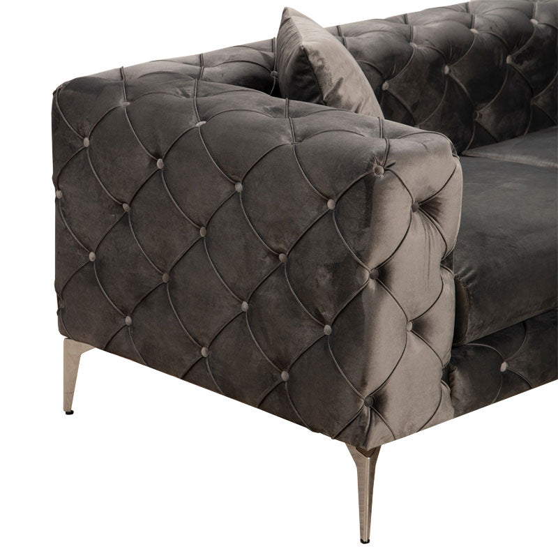 Καναπές 3θέσιος PWF-0579 pakoworld τύπου Chesterfield ύφασμα ανθρακί 237x90x73εκ - Hippiehome.gr