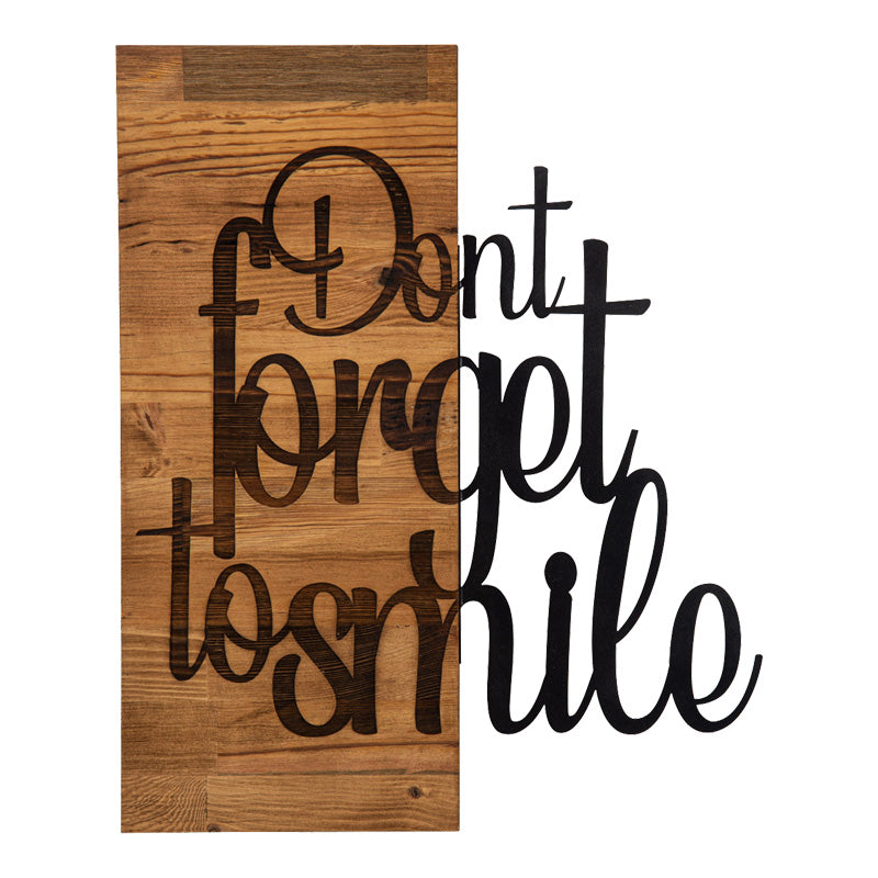 Διακοσμητικό τοίχου Smiley pakoworld ξύλο πεύκου σε φυσική απόχρωση με μαύρο μέταλλο 47x3x58εκ - Hippiehome.gr