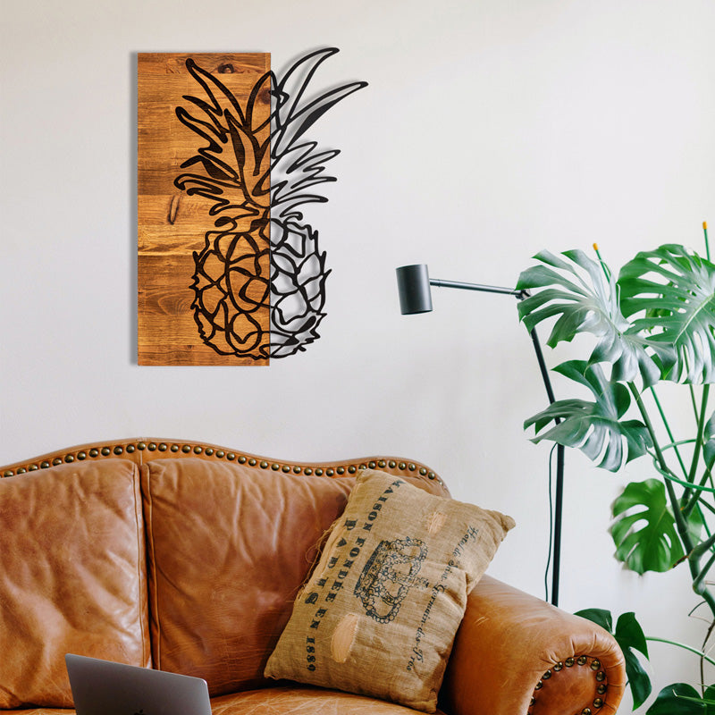 Διακοσμητικό τοίχου Pinable pakoworld ξύλο πεύκου σε φυσική απόχρωση με μαύρο μέταλλο 42x3x58εκ - Hippiehome.gr