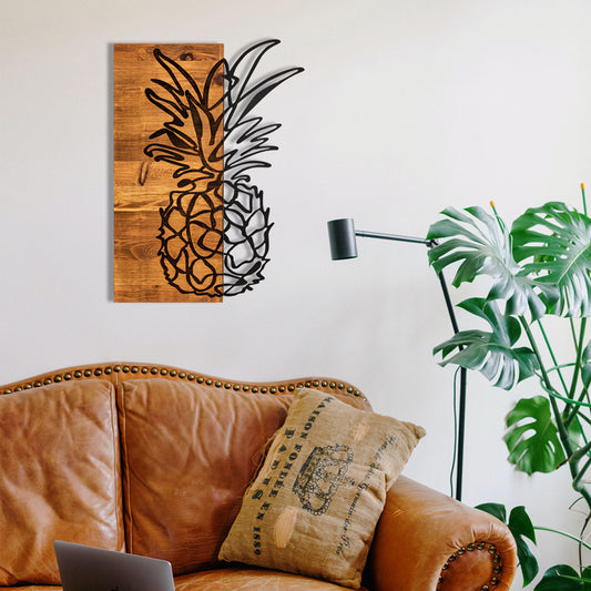 Διακοσμητικό τοίχου Pinable pakoworld ξύλο πεύκου σε φυσική απόχρωση με μαύρο μέταλλο 42x3x58εκ - Hippiehome.gr