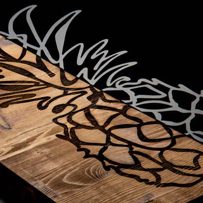 Διακοσμητικό τοίχου Pinable pakoworld ξύλο πεύκου σε φυσική απόχρωση με μαύρο μέταλλο 42x3x58εκ - Hippiehome.gr