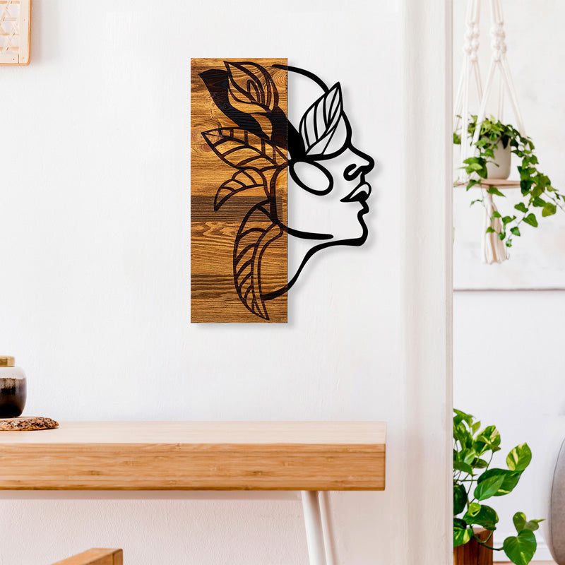 Διακοσμητικό τοίχου Redian pakoworld ξύλο πεύκου σε φυσική απόχρωση με μαύρο μέταλλο 34x3x50εκ - Hippiehome.gr