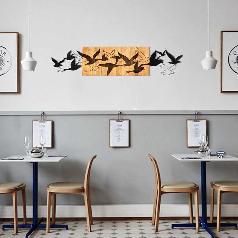 Διακοσμητικό τοίχου Excore pakoworld ξύλο πεύκου σε φυσική απόχρωση με μαύρο μέταλλο 111x3x25εκ - Hippiehome.gr