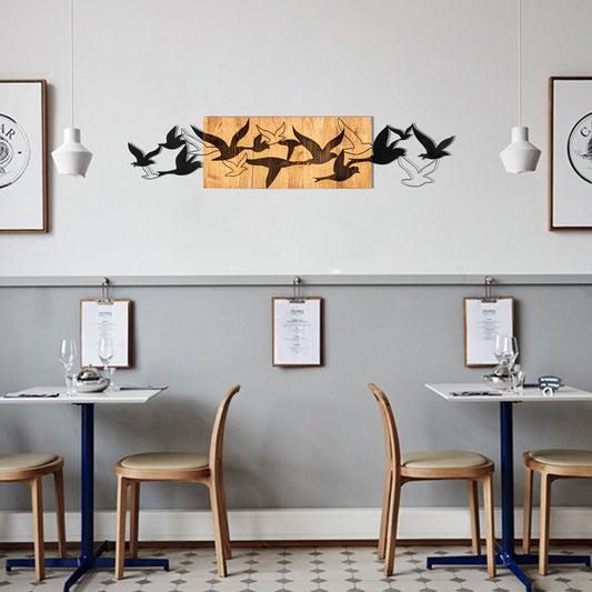 Διακοσμητικό τοίχου Excore pakoworld ξύλο πεύκου σε φυσική απόχρωση με μαύρο μέταλλο 111x3x25εκ - Hippiehome.gr