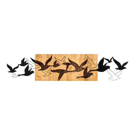 Διακοσμητικό τοίχου Excore pakoworld ξύλο πεύκου σε φυσική απόχρωση με μαύρο μέταλλο 111x3x25εκ - Hippiehome.gr