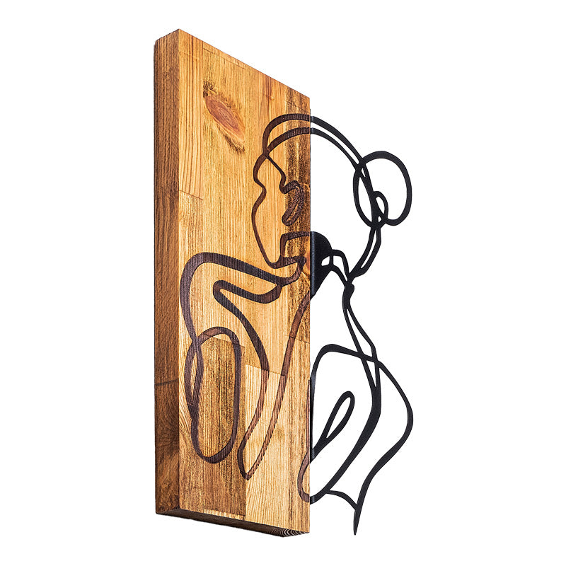 Διακοσμητικό τοίχου Womanel pakoworld ξύλο πεύκου σε φυσική απόχρωση με μαύρο μέταλλο 35x3x50εκ - Hippiehome.gr