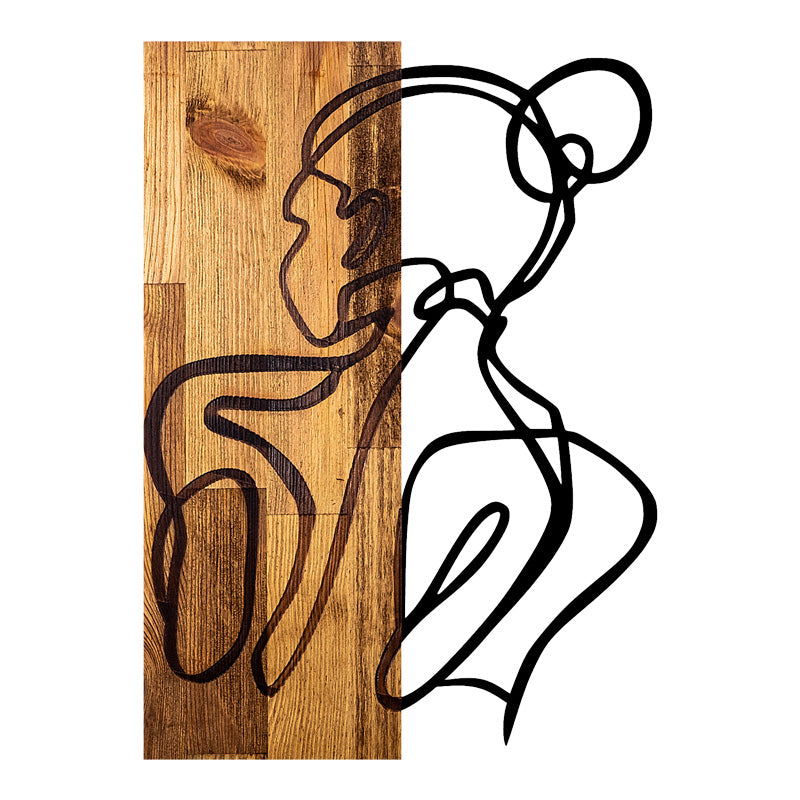 Διακοσμητικό τοίχου Womanel pakoworld ξύλο πεύκου σε φυσική απόχρωση με μαύρο μέταλλο 35x3x50εκ - Hippiehome.gr