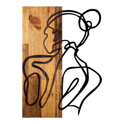 Διακοσμητικό τοίχου Womanel pakoworld ξύλο πεύκου σε φυσική απόχρωση με μαύρο μέταλλο 35x3x50εκ - Hippiehome.gr