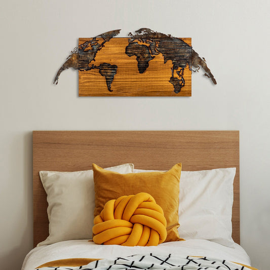 Διακοσμητικό τοίχου Mable pakoworld ξύλο πεύκου σε φυσική απόχρωση με μαύρο μέταλλο 83x3x38εκ - Hippiehome.gr