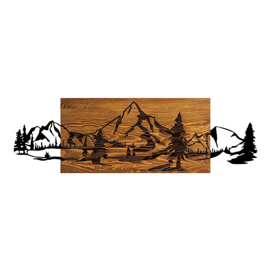 Διακοσμητικό τοίχου Nereve pakoworld ξύλο πεύκου σε φυσική απόχρωση με μαύρο μέταλλο 95x3x30εκ - Hippiehome.gr