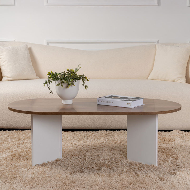 Τραπέζι σαλονιού Tabletod pakoworld σε καρυδί-λευκή απόχρωση 119x60x40εκ - Hippiehome.gr