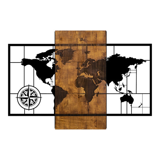 Διακοσμητικό τοίχου Merzo pakoworld ξύλο πεύκου σε φυσική απόχρωση με μαύρο μέταλλο 58x3x85εκ - Hippiehome.gr