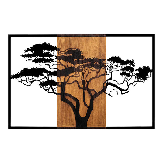 Διακοσμητικό τοίχου Leroun pakoworld ξύλο πεύκου σε φυσική απόχρωση με μαύρο μέταλλο 90x3x58εκ - Hippiehome.gr