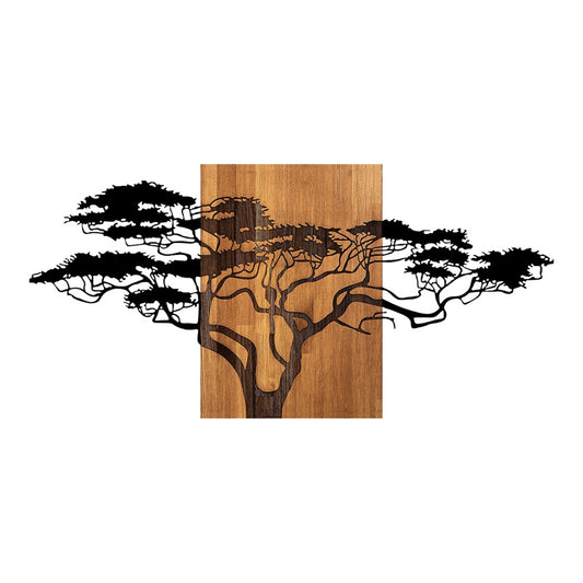 Διακοσμητικό τοίχου Efren pakoworld ξύλο πεύκου σε φυσική απόχρωση με μαύρο μέταλλο 144x3x70εκ - Hippiehome.gr