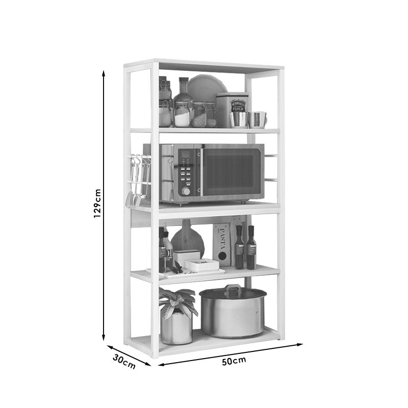 Ραφιέρα επιδαπέδια Tace pakoworld μέταλλο λευκό-φυσικό 50x30x129εκ - Hippiehome.gr