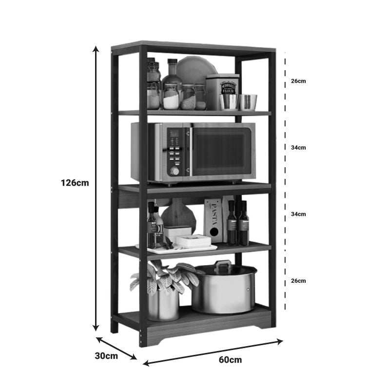 Ραφιέρα επιδαπέδια Obra pakoworld μέταλλο καρυδί-μαύρο 60x30x126εκ - Hippiehome.gr